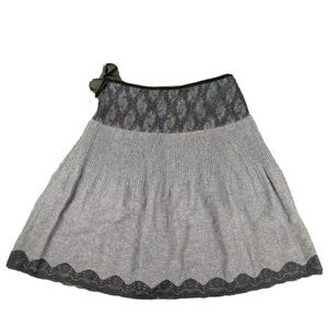GRAY lace Victorian skirt bow high waisted goth M